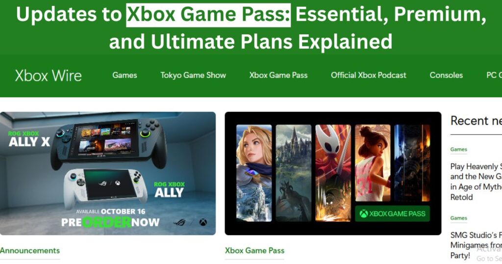Updates to Xbox Game Pass: Essential, Premium, and Ultimate Plans Explained